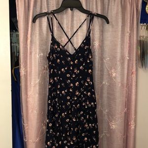 Navy Dress w/ Pink Flowers